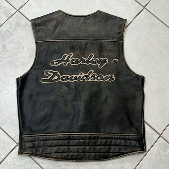 Harley Davidson men leather bronco vest - Picture 3 of 7